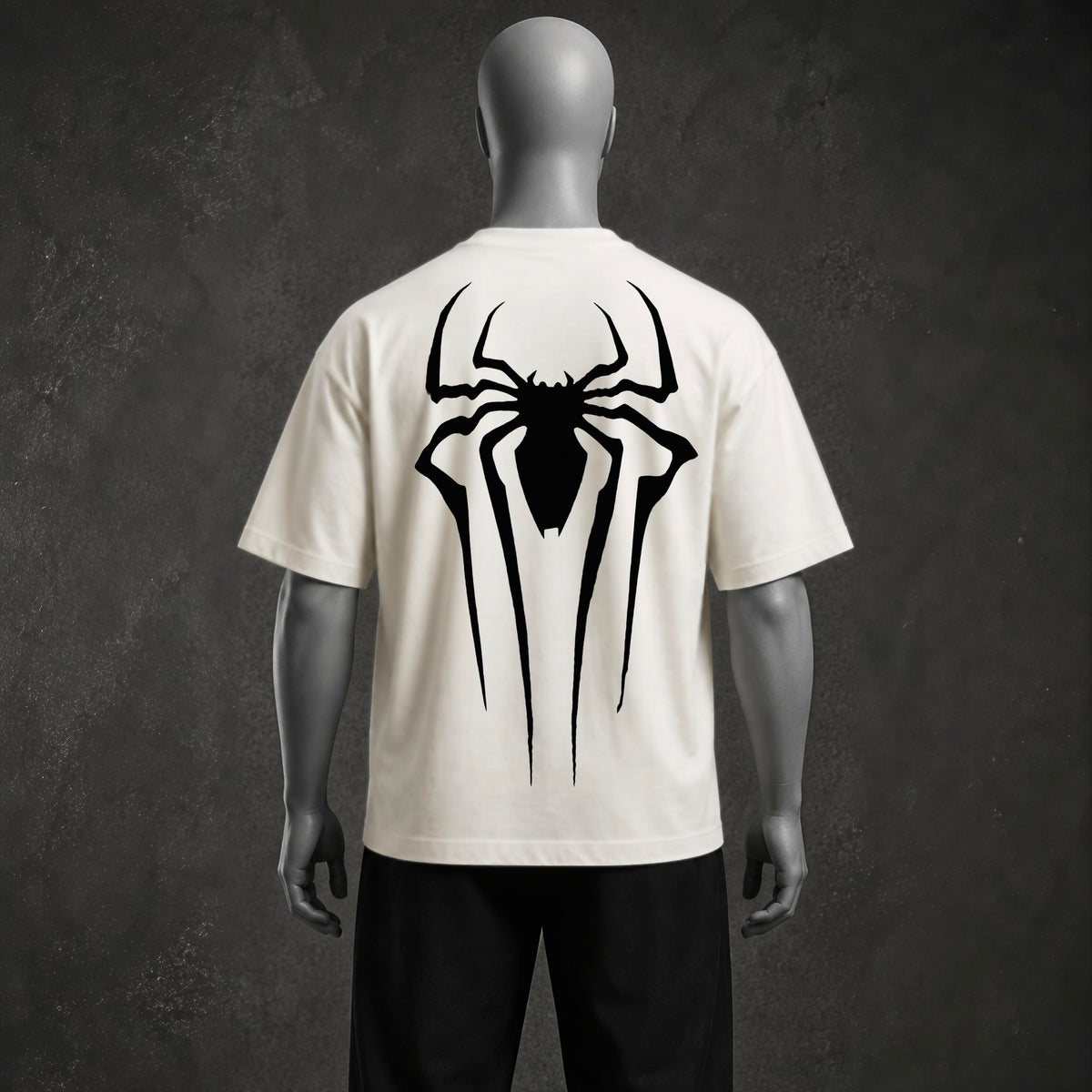 Spiky Gothic Font Off-White Oversized Heavyweight T-Shirt with Back Graphic