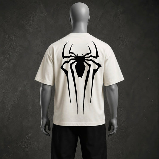 Spiky Gothic Font Off-White Oversized Heavyweight T-Shirt with Back Graphic