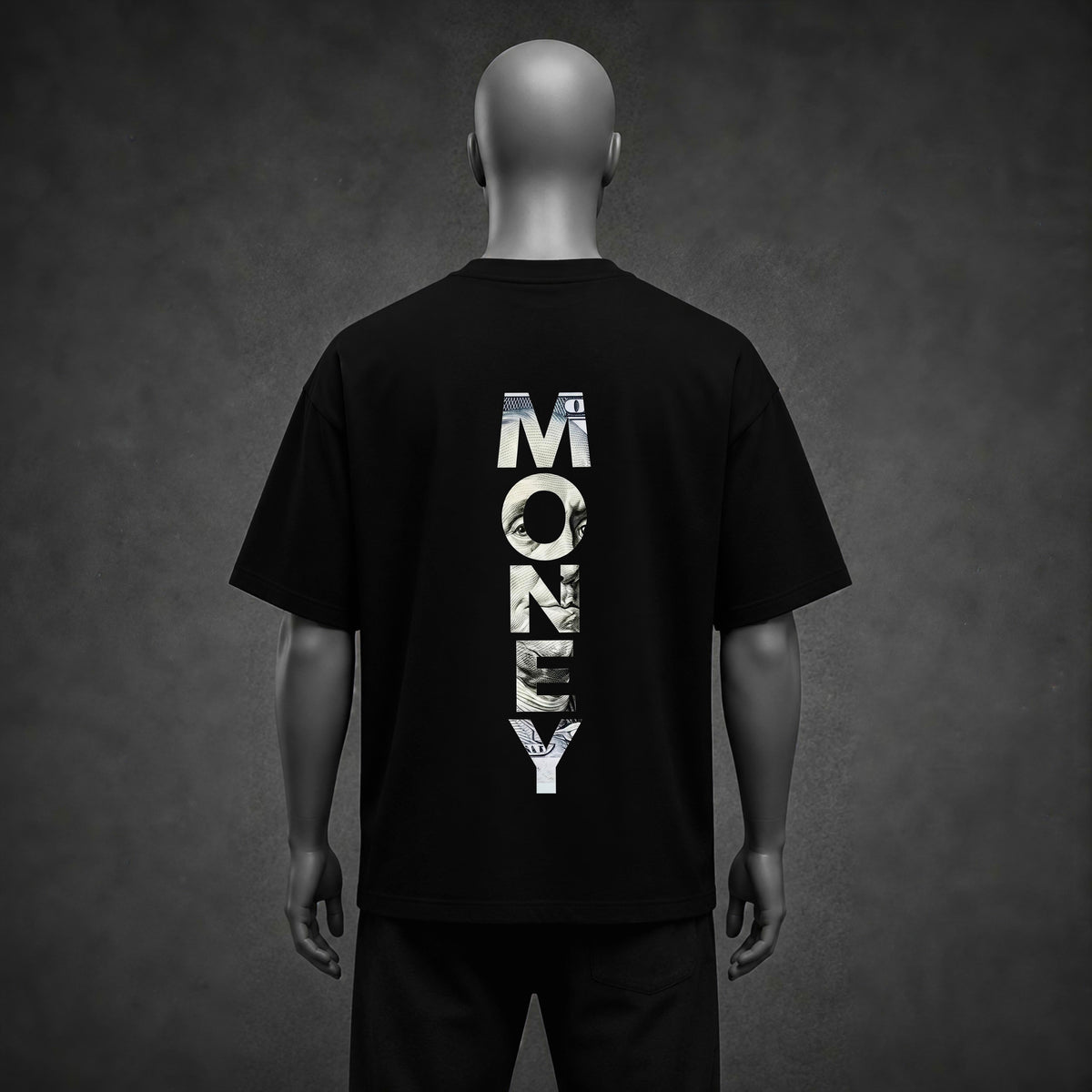 "PLAN B" Bitcoin & Money Graphic Black Oversized Heavyweight T-Shirt